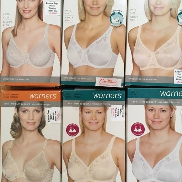 1244 Firm Support Wire Free Bra Lace TRIM By Warner beautiful Seamless 36D - Picture 2 of 2